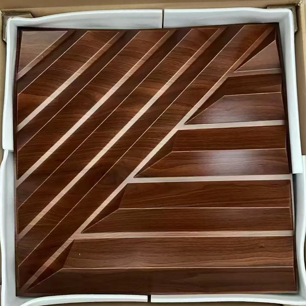 50*50 cm Size 3D PVC Wall Panel With Wood Grain Waterproof 3D Wall Sticker for Interior Decoration for Dining Bedroom Mall Use D220黑木纹色.jpg