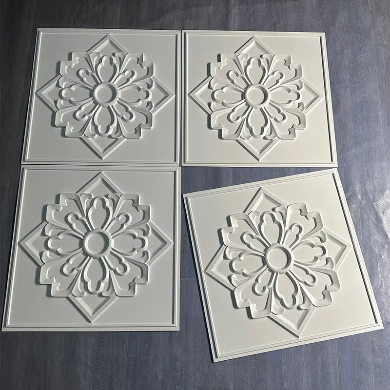 Zejing 3D Artistic Embossed Wall Panels White PVC Ceilings for Interior Decorative Waterproof Ceiling Modern  D231哑白4.jpg