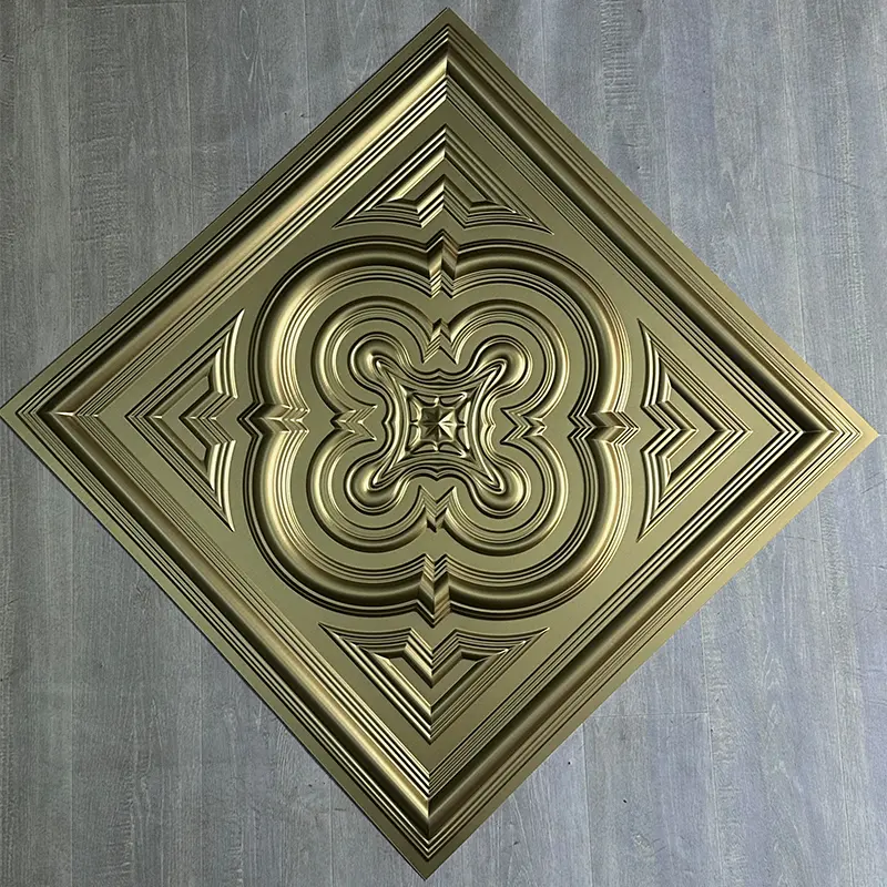 Zejing PVC Interior Ceiling Panel Decor Modern Design Fireproof Sound-Absorbing Easy Bedroom Hotel Professional Supplier  D232香槟金1.jpg