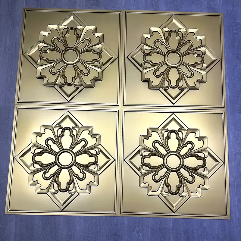 Zejing 3D Artistic Embossed Wall Panels White PVC Ceilings for Interior Decorative Waterproof Ceiling Modern  D231香槟金3.jpg
