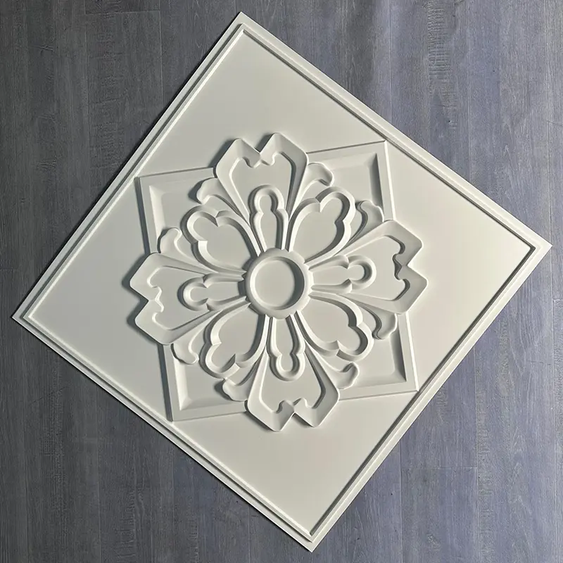 Zejing 3D Artistic Embossed Wall Panels White PVC Ceilings for Interior Decorative Waterproof Ceiling Modern  D231哑白2.jpg