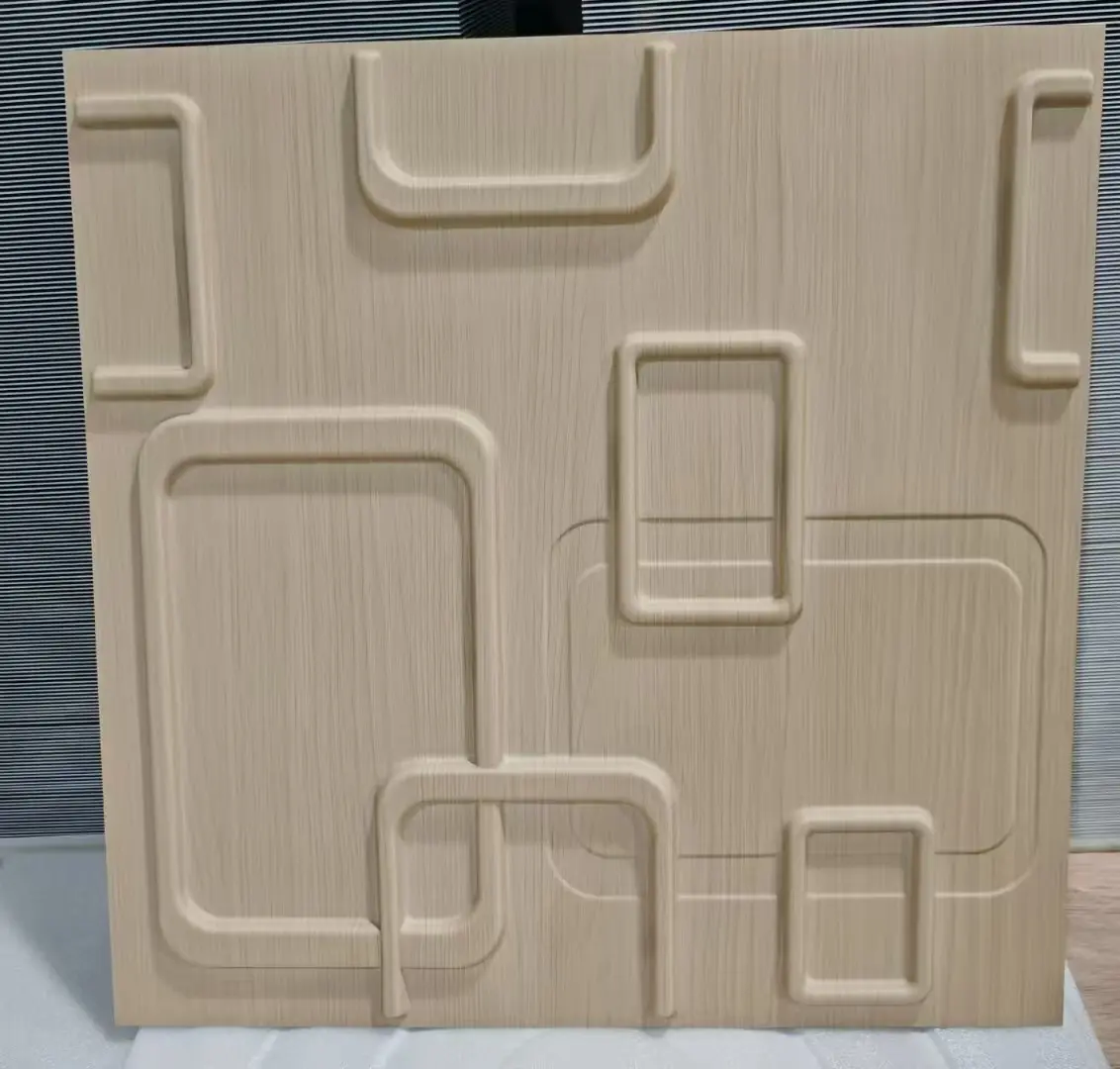 50*50 cm Size 3D PVC Wall Panel With Wood Grain Waterproof 3D Wall Sticker for Interior Decoration for Dining Bedroom Mall Use D012肤感浅木纹.jpg