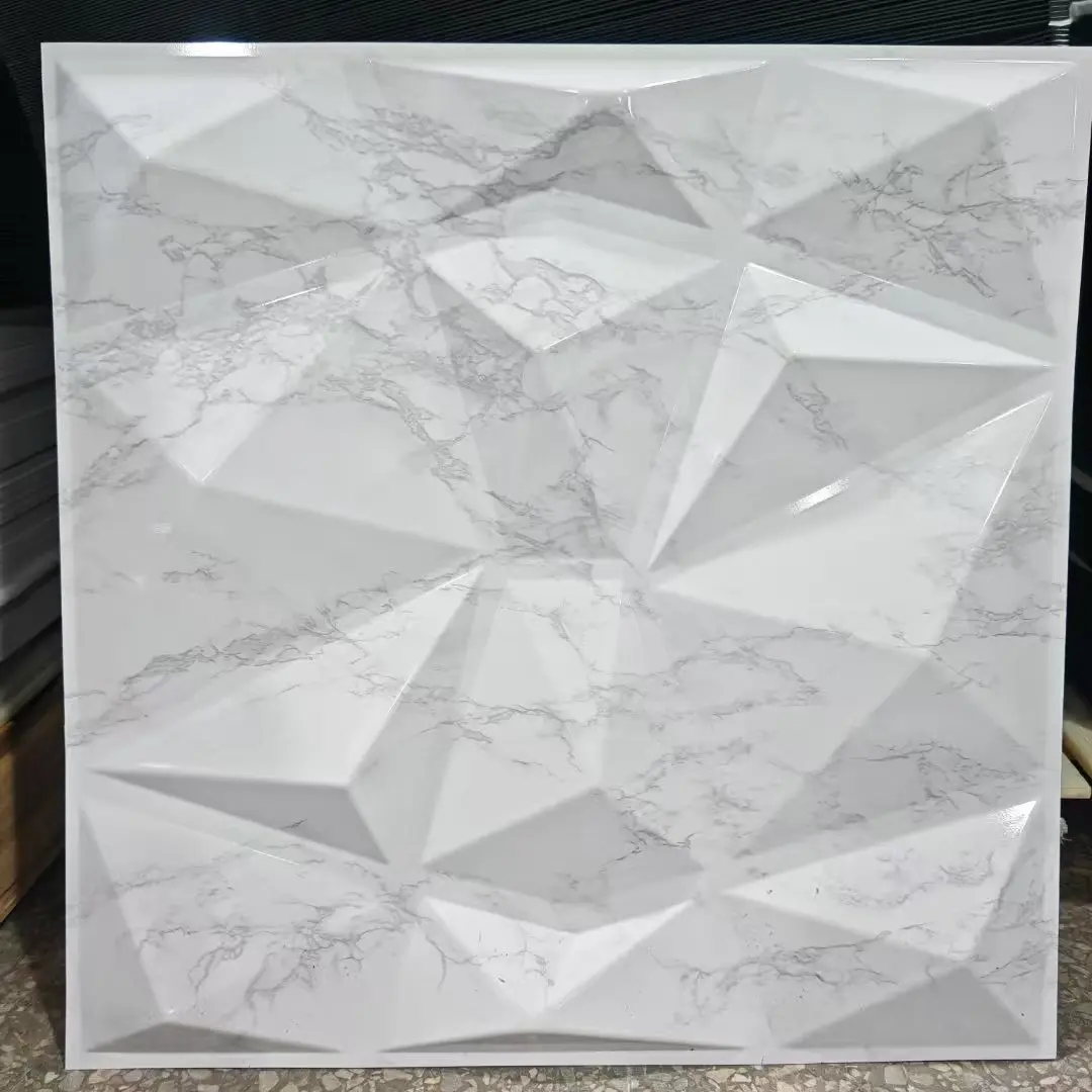 Zejing 50*50 cm 3D Textures PVC Geometric Wall Panel Short Lead Time  for Interior Decoration Easy Installation Modern Waterproof Design D094大理石纹.jpg