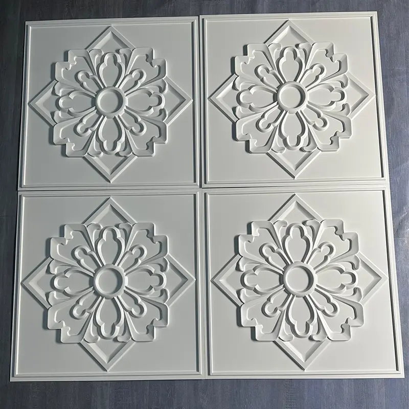 Zejing 3D Artistic Embossed Wall Panels White PVC Ceilings for Interior Decorative Waterproof Ceiling Modern  D231哑白3.jpg