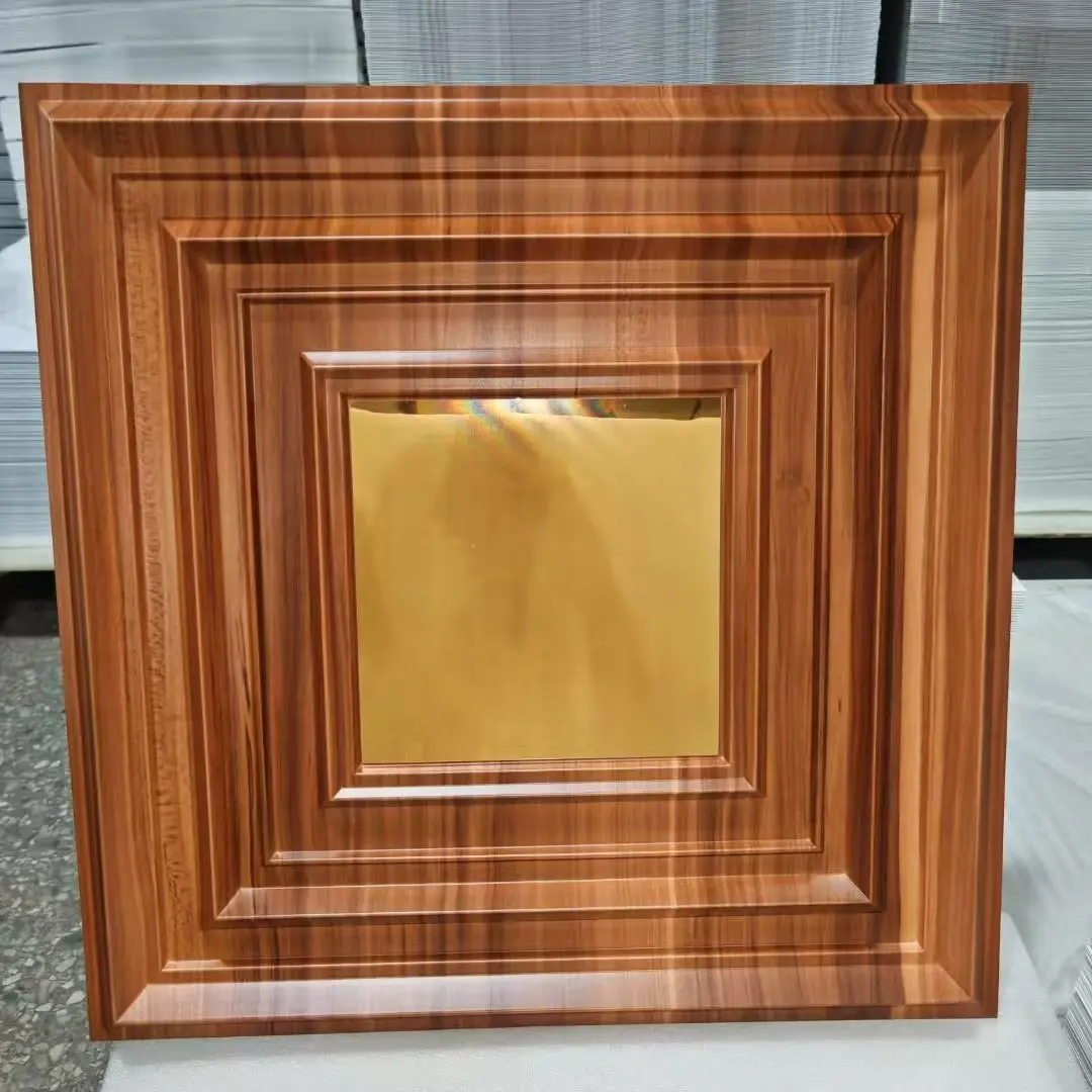 Zejing Pvc Wood Grain 50*50 cm 3D Design PVC Wall Panel Interior Luxury Decor Wall Panels for Villa Hotel Decoration Modern  D145木纹镜面金.jpg