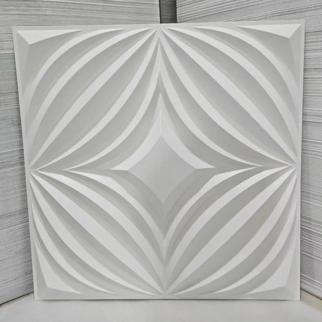 Zejing Pvc 3D Design 50x50cm Waterproof 3D Wall Panel Board 3d Geometric Pattern Texture Pvc Wall Panel for Interior Home Hotel  D219白色.jpg