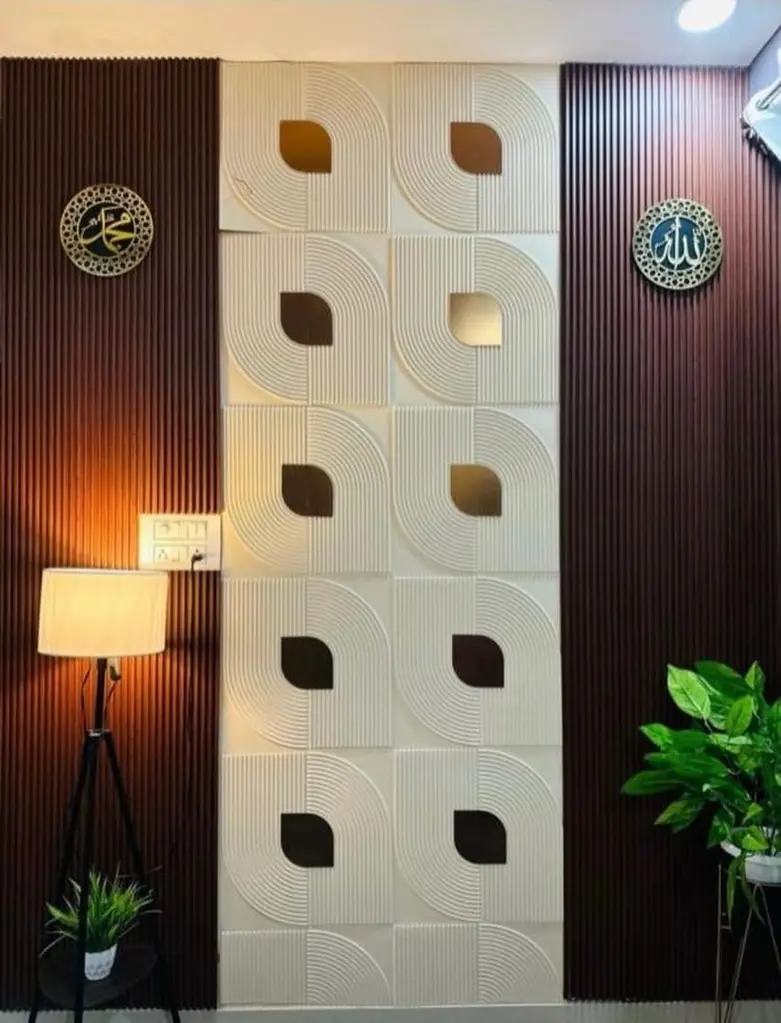 Zejing 50*50 cm Size Gold PVC 3D Wall Panels Modern Design for Indoor and Outdoor for Home Gym or Warehouse Customizable Multiple Sizes  D186-1 (2).jpg