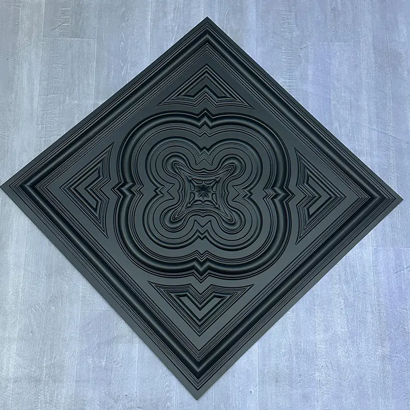 Zejing Black PVC 3D Embossed Waterproof Wall Panels Ceiling for Modern Interior Decoration Easy Installation For Hotels Malls Living Rooms Wholesale Price  D232黑色1.jpg