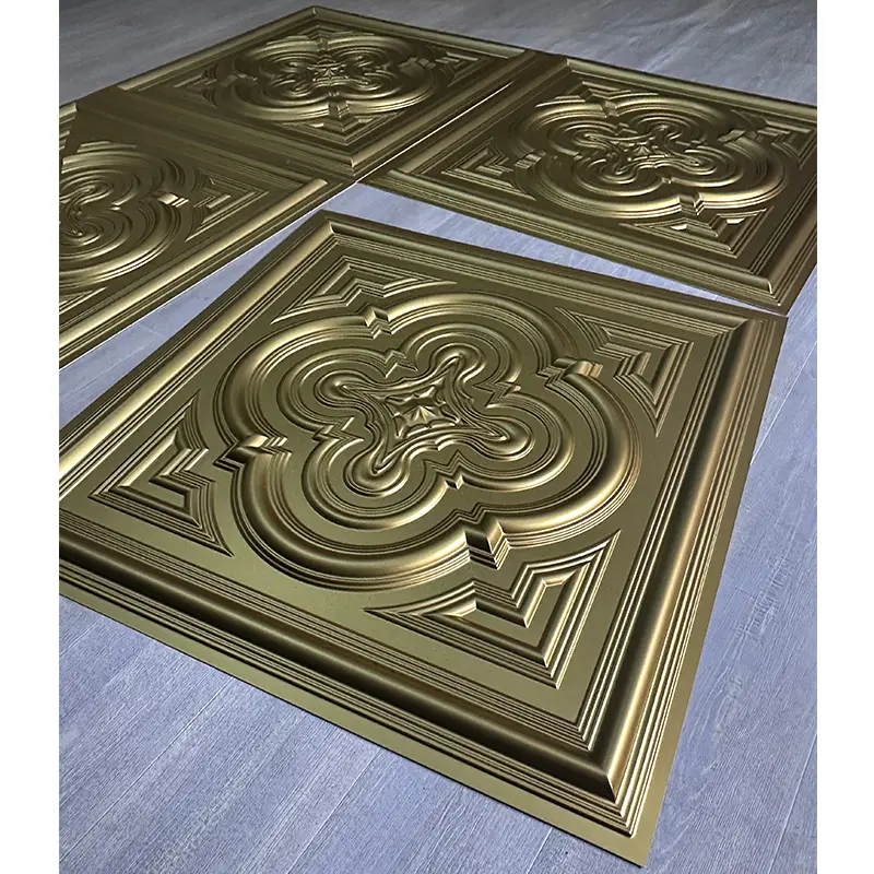 Zejing PVC Interior Ceiling Panel Decor Modern Design Fireproof Sound-Absorbing Easy Bedroom Hotel Professional Supplier  D232香槟金4.jpg