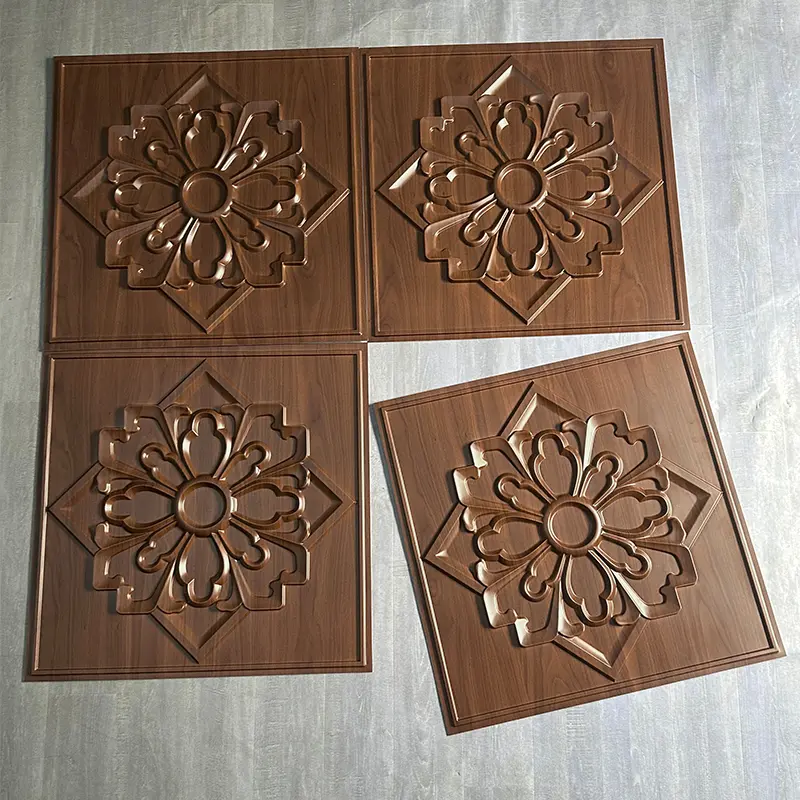 Zejing 3D Artistic Embossed Wall Panels White PVC Ceilings for Interior Decorative Waterproof Ceiling Modern  D231黑木纹3.jpg