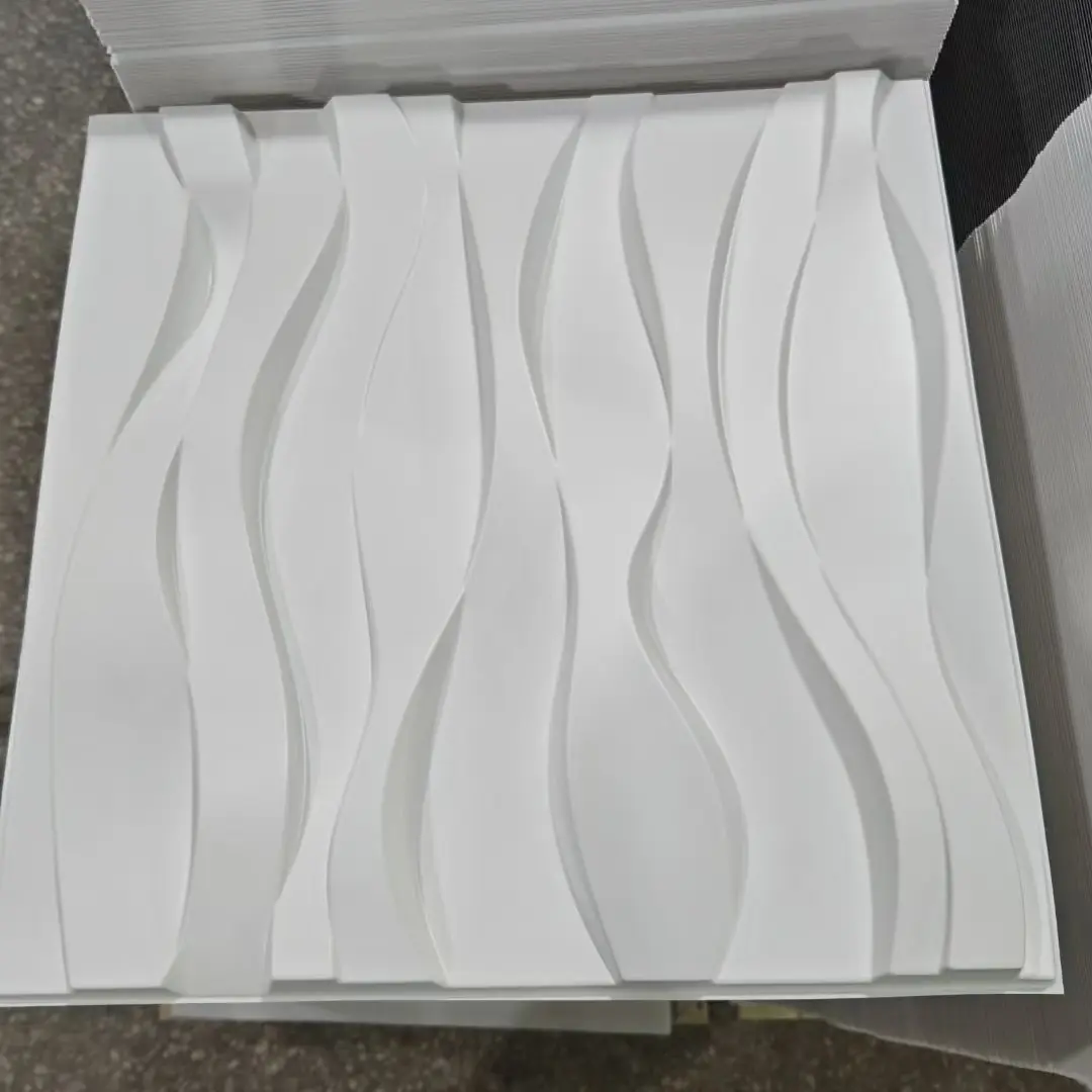 Zejing Easy Clean Stereo Safe Environment 3D Panel 30x30 50x50 for Hotels and Bedroom 3d Pvc Wall Panel  D124白色.jpg