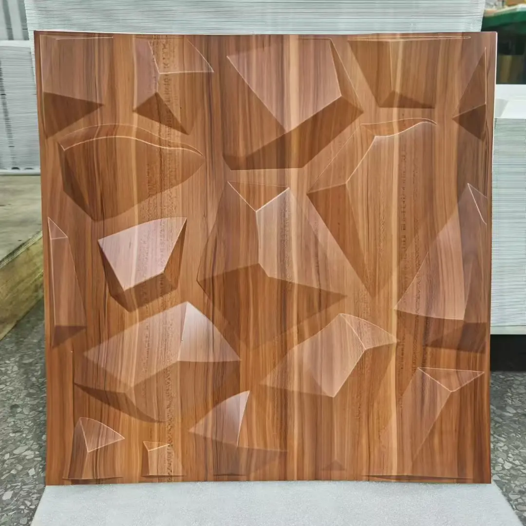 Zejing 3D PVC Ceiling Panels 1mm/0.8mm Thickness Pvc Interior 3d Ceiling Panel Modern Design Waterproof & Fireproof Easy Bedroom Hotel Professional Supplier  D215木纹色.jpg