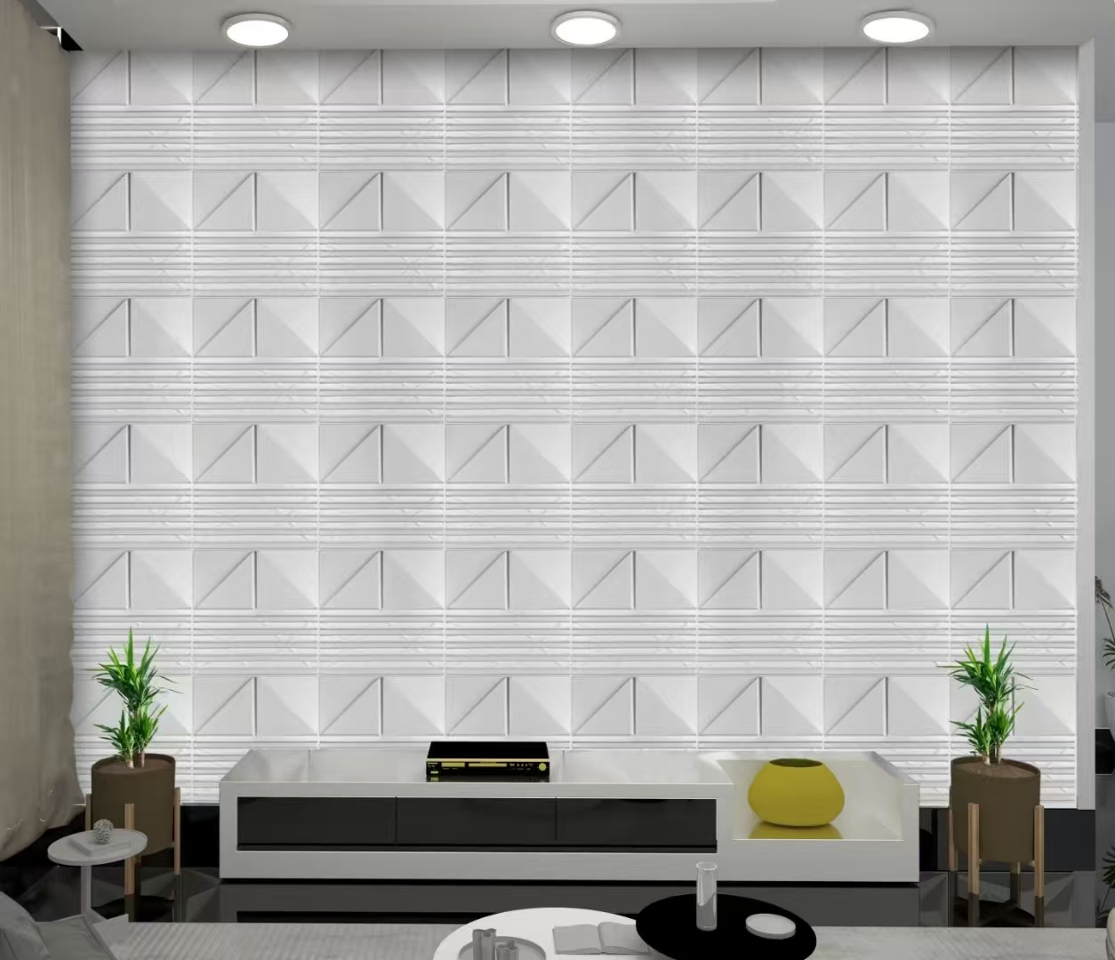Zejing 3D Textures Exterior and Interior Cladding Decor Pvc 3d Wall Panel Waterproof and Fireproof High Quality for Home Hotel Wall Easy Installation  D190白色.jpg