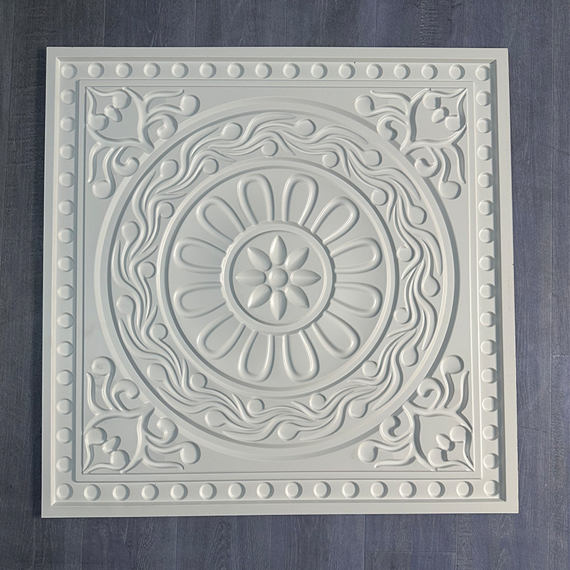 Easy Install 3D PVC Ceiling Panel Geometric Art Textured Plastic Ceiling Tiles for Quick Interior Renovation 3+ Year D230哑白色.jpg