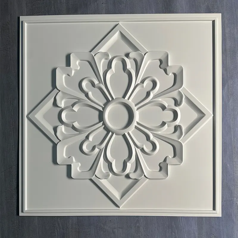 Zejing 3D Artistic Embossed Wall Panels White PVC Ceilings for Interior Decorative Waterproof Ceiling Modern  D231哑白1.jpg