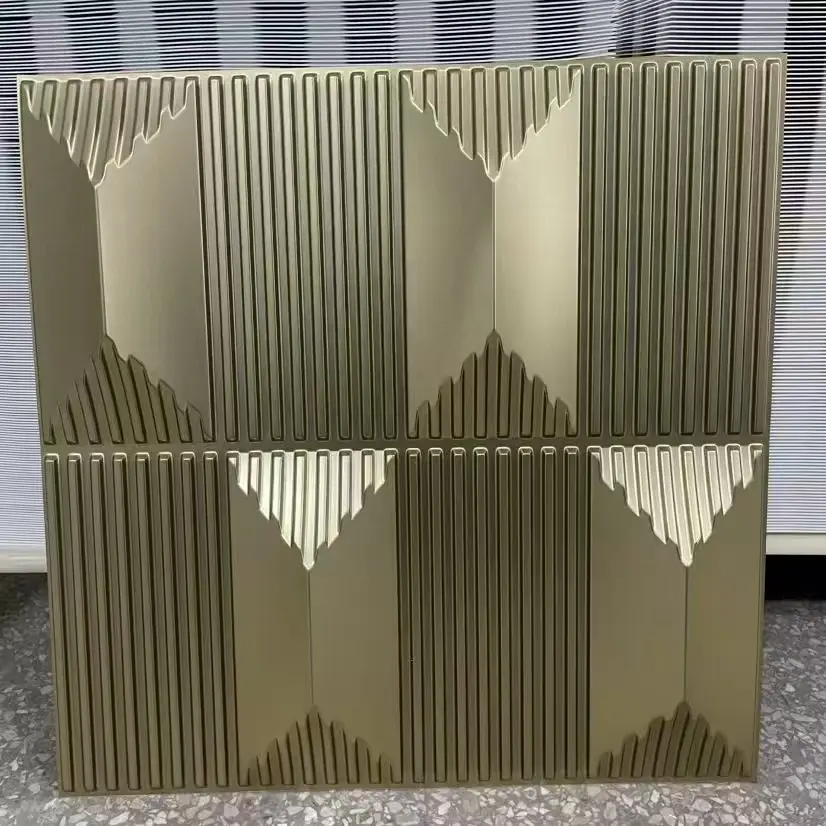 Zejing 50*50 cm 3D Textures PVC Geometric Wall Panel Short Lead Time  for Interior Decoration Easy Installation Modern Waterproof Design  D171香槟金.jpg