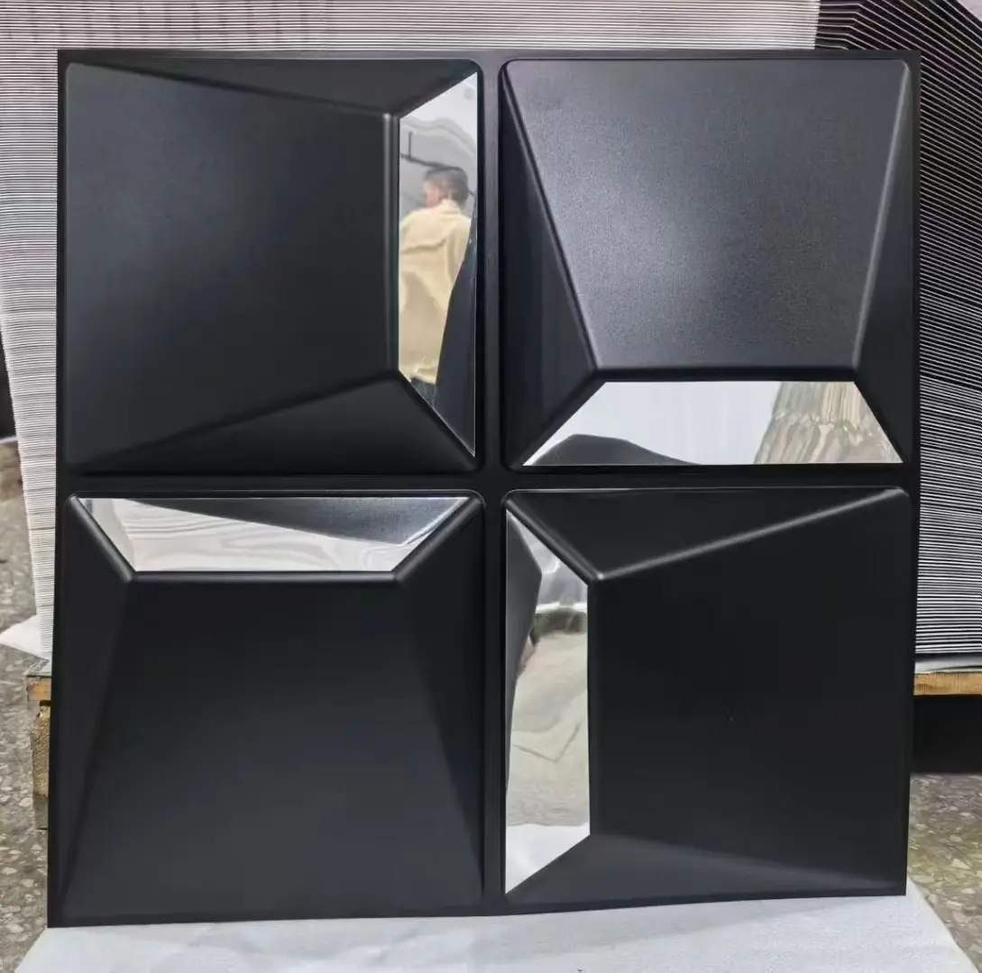 Zejing 50*50 cm 3D Textures PVC Geometric Wall Panel Short Lead Time  for Interior Decoration Easy Installation Modern Waterproof Design  D174镜面银1.jpg
