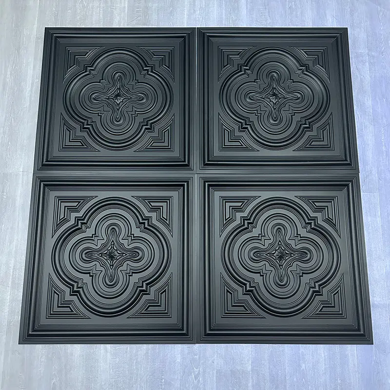 Zejing Black PVC 3D Embossed Waterproof Wall Panels Ceiling for Modern Interior Decoration Easy Installation For Hotels Malls Living Rooms Wholesale Price  D232黑色2.jpg