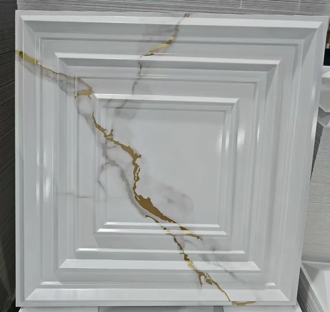 Zejing Eco-friendly 100% PVC Recyclable 3D Wall Panels High Quality White Wave Wall Cladding Easy to Clean for Home Interior Decoration  D145大理石色.jpg