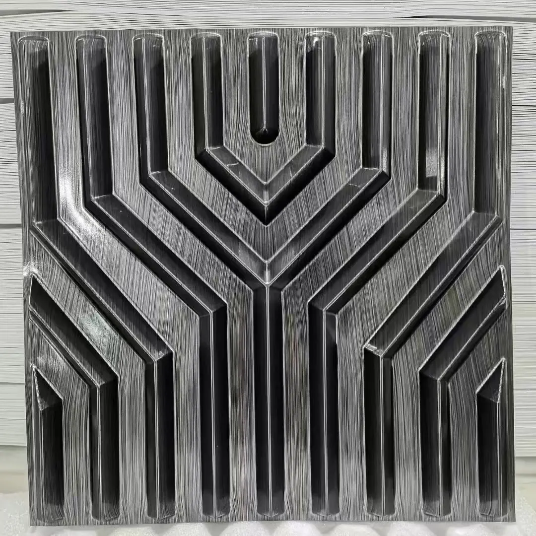 Living Room Decoration 50x50 cm Pvc 3d Wall Panel Custom Interior Waterproof 3D Pvc Wall Panel High Quality D123拉丝银色.jpg