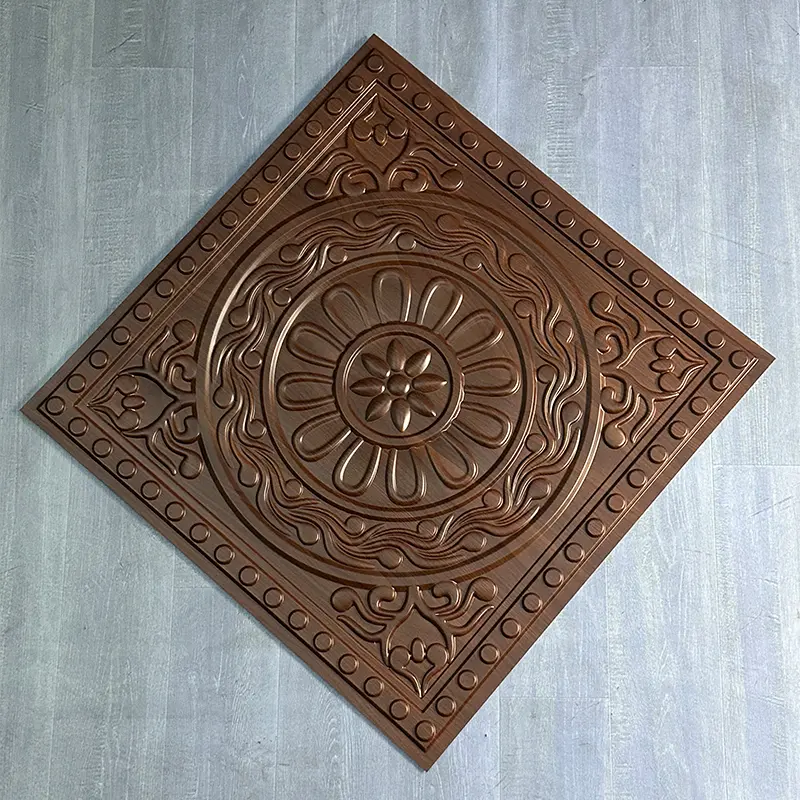 Zejing New Colors 60*60 cm 3D Pvc Wall Panels Ceiling for Interior Decor Cheap  Wholesale  D230黑木纹色2.jpg