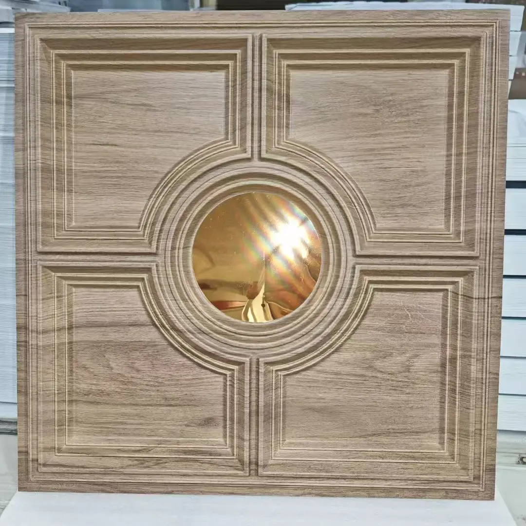 Zejing Waterproof Eco-Friendly Decorative Mirror-Finish Gold Pvc 3d Wall Panels Custom Large Size Composite Material for Hotel Apartment Modern  TD079-浅木纹镜面1.jpg