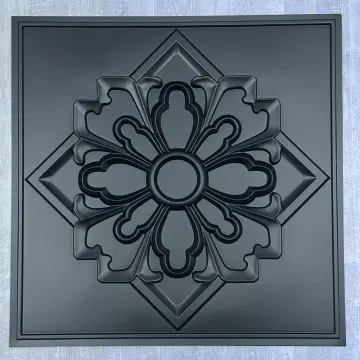 Zejing Industrial Design Style Blalck Pvc Ceiling Tiles Vintage Pattern Waterproof Class Fire Rated Artistic Design for Hotel Interior Decorative Embossed Ceil Panels