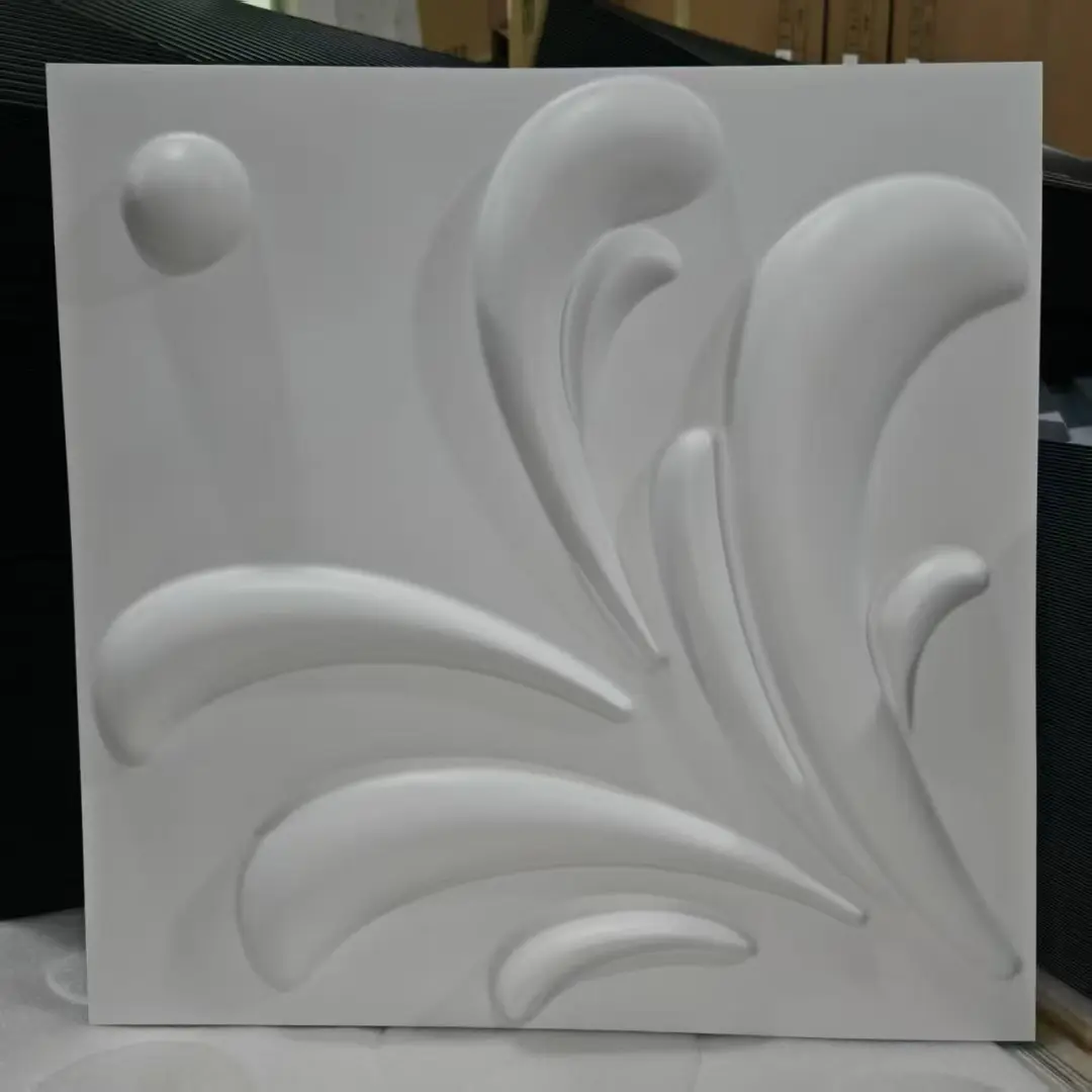 Zejing PVC Material 3D Pattern Wall Panel Wall Board for Interior Deco for Dining Room Installment Matte White 50x50 cm Size  D140白色.jpg