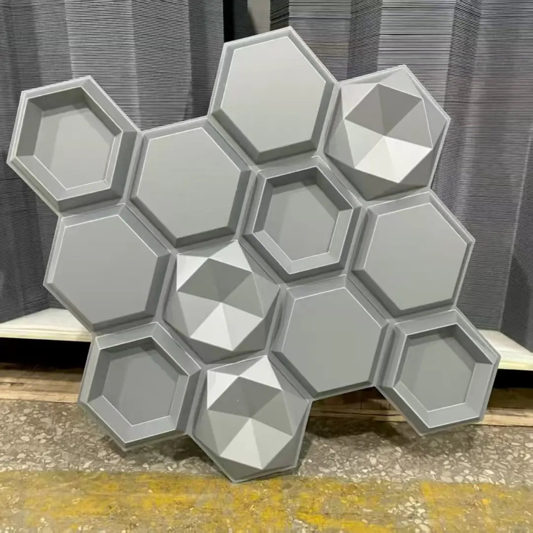 Zejing 50cm*50cm PVC 3D Wall Panel Geometric Cladding Easy Installation Waterproof and Fireproof 3D Wall Board for Interior Wall Decor Ceiling Decoration  TD084银色.jpg