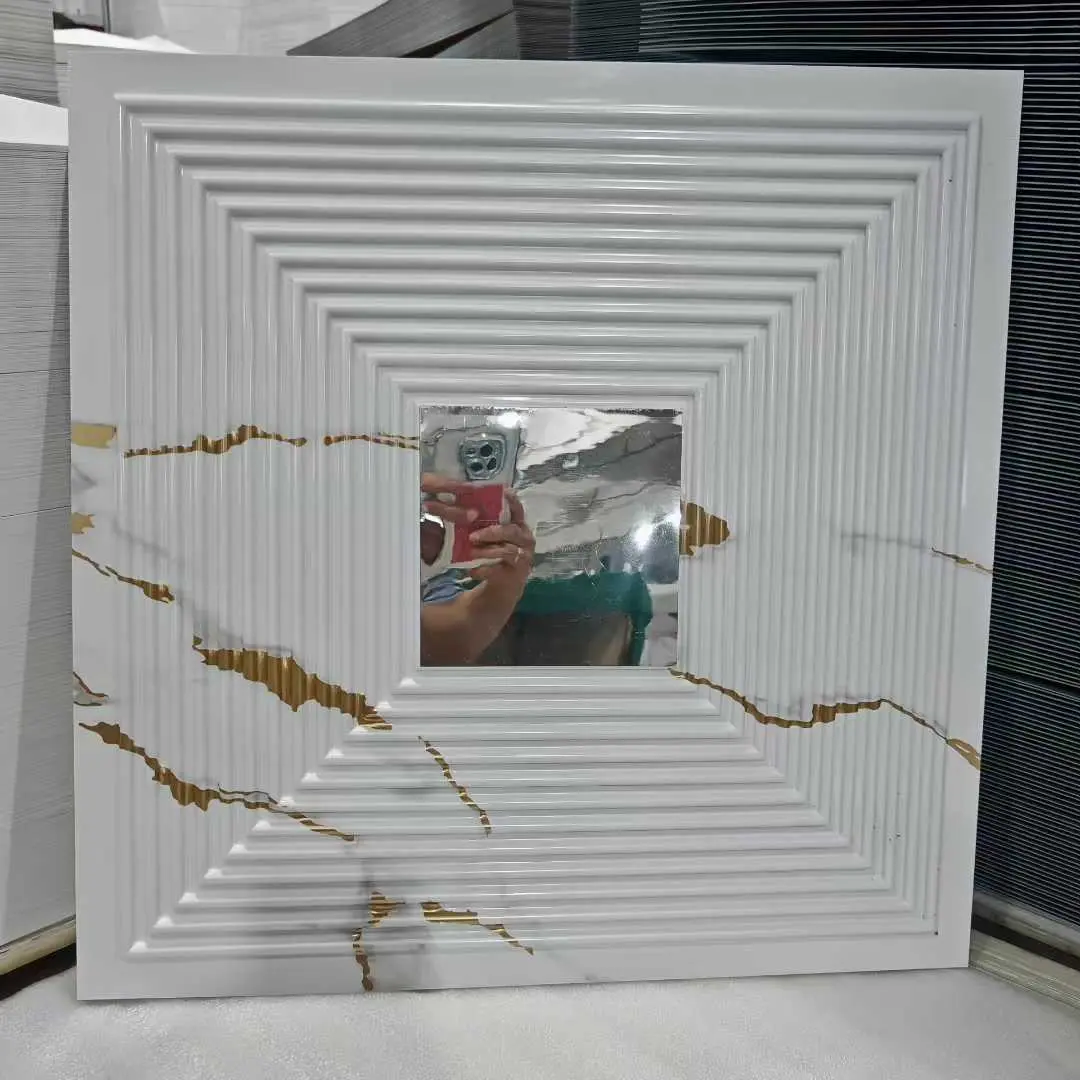 Zejing High Glossy 3d Wall Panel Pvc Wood Grain 50*50 cm Waterproof Villa 3D PVC Wall Panels for Modern House Decoration with Fire Resistant Design  D182大理石镜面银.jpg