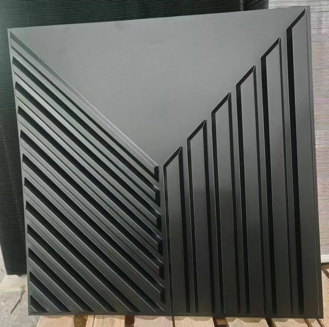 Zejing Easy Clean Stereo Safe Environment 3D Panel 30x30 50x50 for Hotels and Bedroom 3d Pvc Wall Panel  D180黑色上.jpg