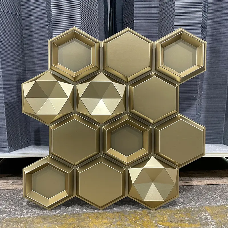 Zejing 3D PVC DIY Wall Panels for Indoor Use New Design Mirror Gold with Waterproof Zero Formaldehyde Features Customizable Modern  TD084香槟金1.jpg
