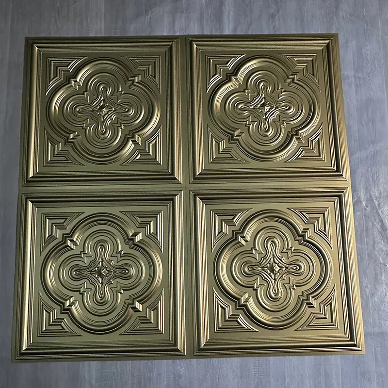 Zejing PVC Interior Ceiling Panel Decor Modern Design Fireproof Sound-Absorbing Easy Bedroom Hotel Professional Supplier  D232香槟金2.jpg