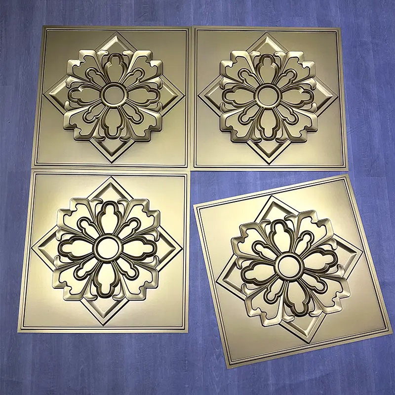 Zejing 3D Artistic Embossed Wall Panels White PVC Ceilings for Interior Decorative Waterproof Ceiling Modern  D231香槟金2.jpg