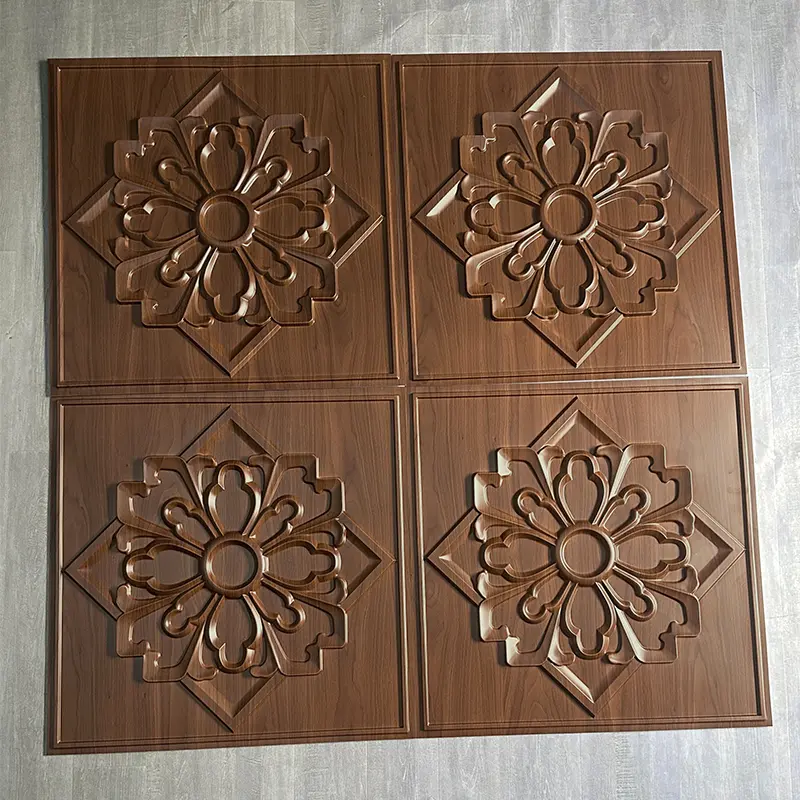 Zejing 3D Artistic Embossed Wall Panels White PVC Ceilings for Interior Decorative Waterproof Ceiling Modern  D231黑木纹2.jpg