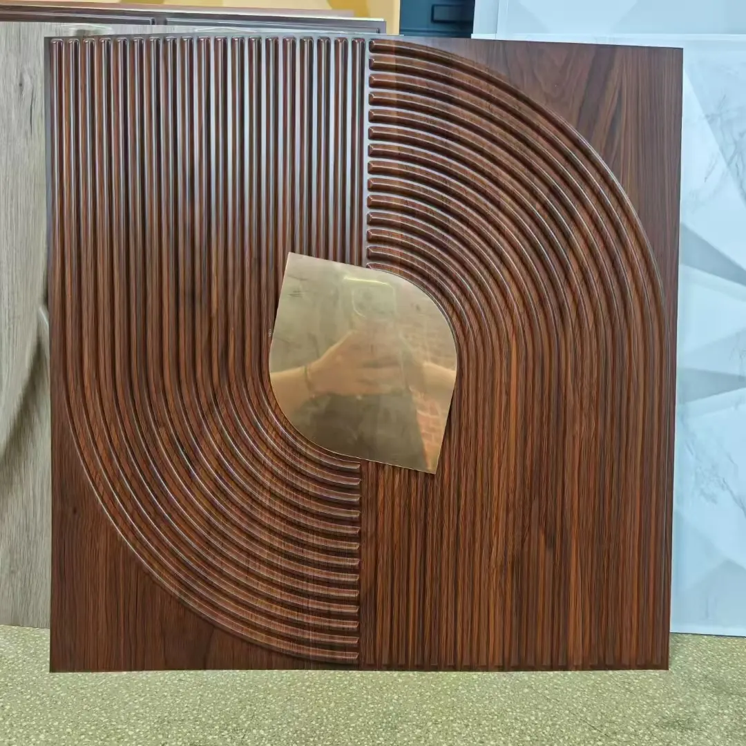 Zejing Pvc Wood Grain 50*50 cm 3D Design PVC Wall Panel Interior Luxury Decor Wall Panels for Villa Hotel Decoration Modern  D186木纹色镜面金.jpg