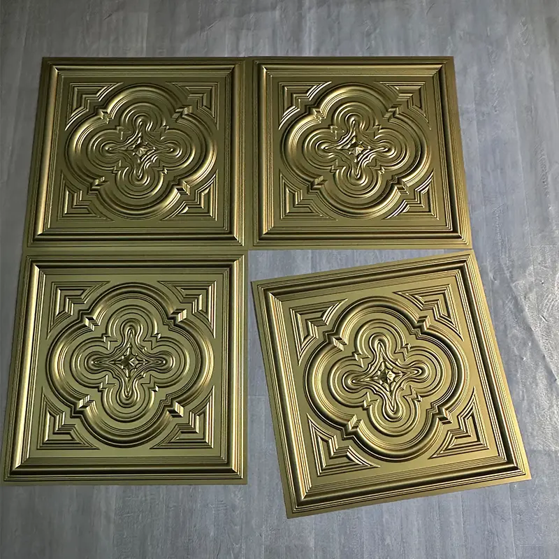 Zejing PVC Interior Ceiling Panel Decor Modern Design Fireproof Sound-Absorbing Easy Bedroom Hotel Professional Supplier  D232香槟金3.jpg