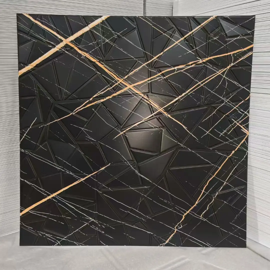 Zejing Customizable Multiple Sizes PVC 3D Wall Panels Modern Design for Indoor and Outdoor for Home Gym or Warehouse Luxury Hotel 3D Wall   D103大理石黑条纹.jpg