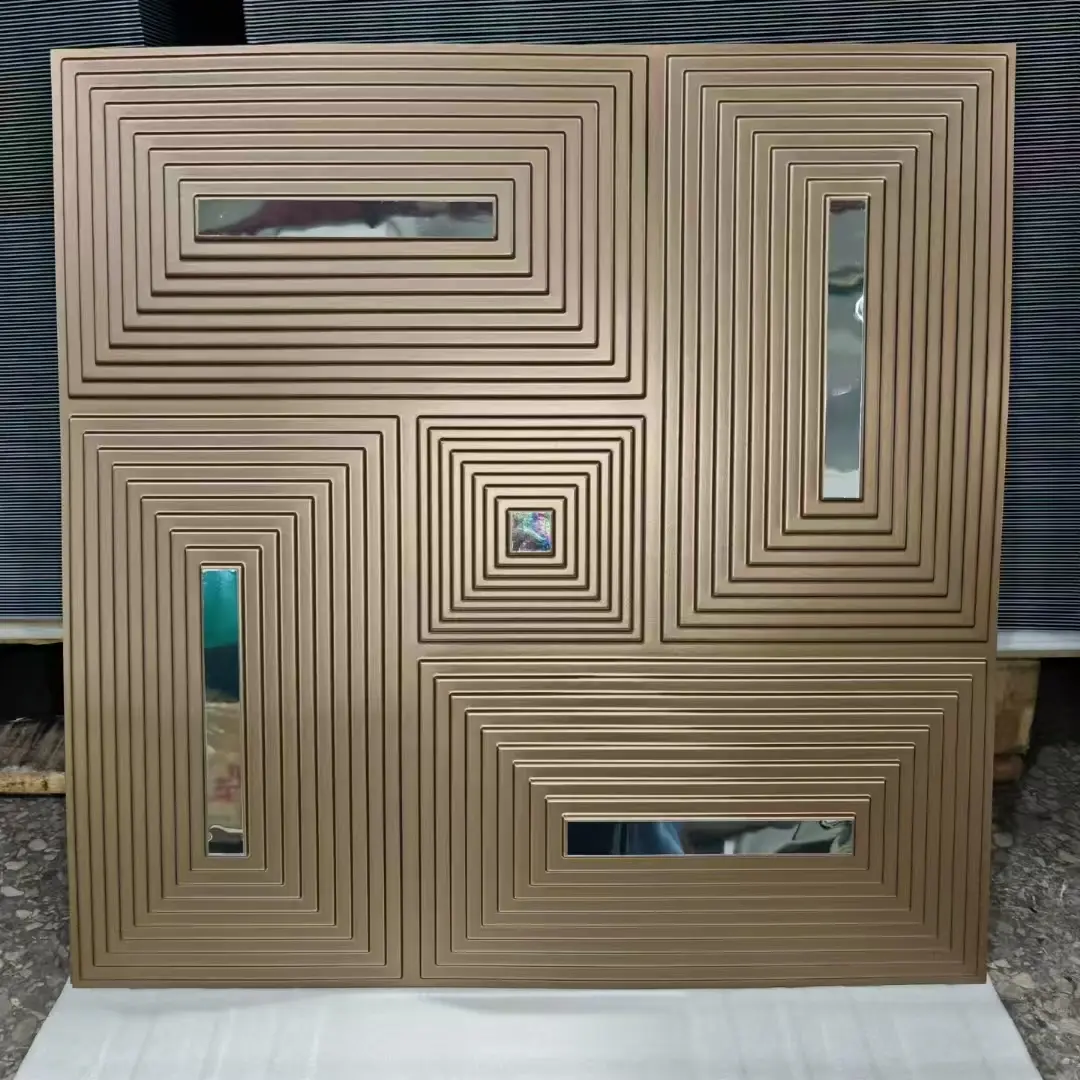 Zejing Customizable Multiple Sizes PVC 3D Wall Panels Modern Design for Indoor and Outdoor for Home Gym or Warehouse Luxury Hotel 3D Wall   D204香槟金镜面银.jpg