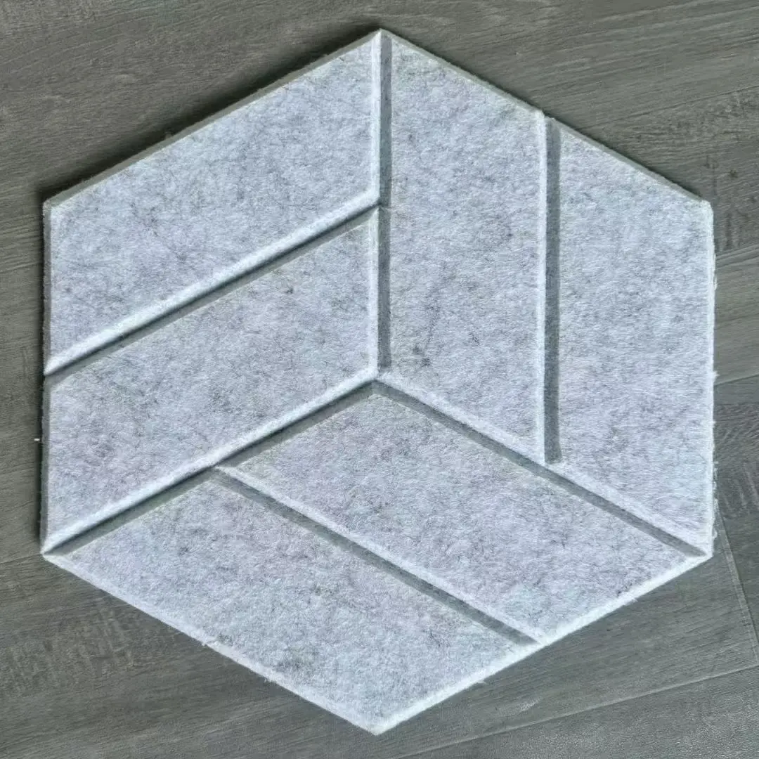 Pet 3d Design Acoustic Felt Wall Panels Eco-friendly Environmental Sound Proof Wall Panels Used on Wall or Ceilings  吸音板压模款26.jpg