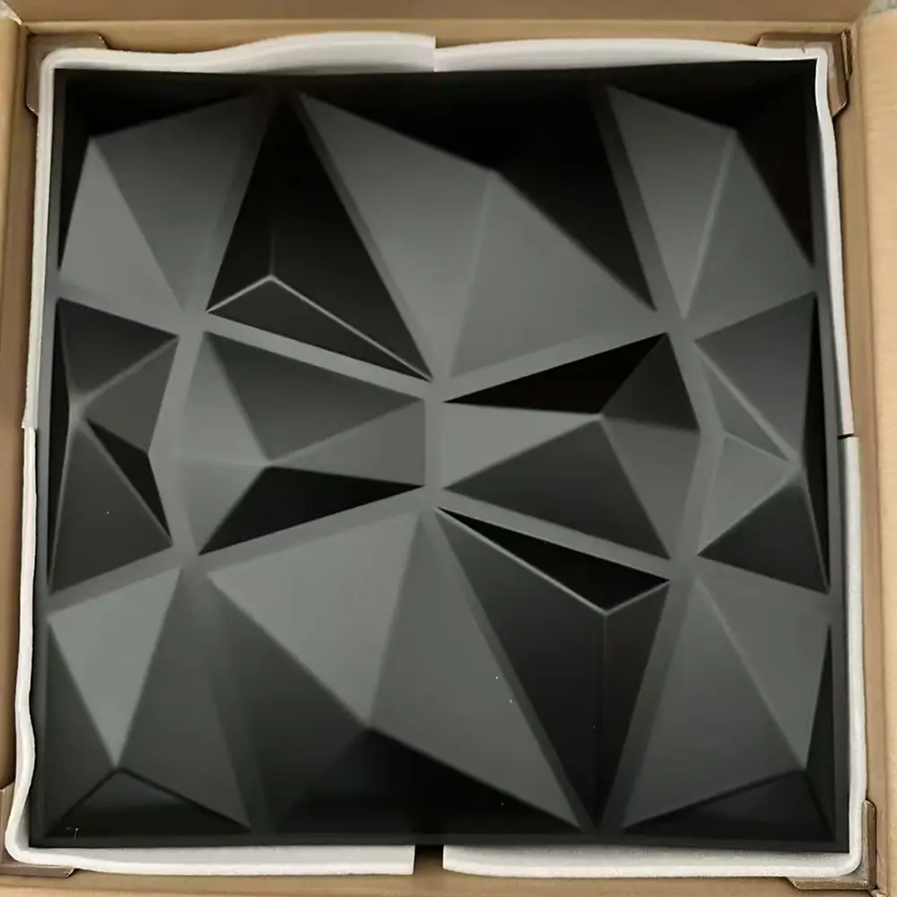 3D White Diamond Design PVC Wall Panel Waterproof and Fireproof for Living Room Hotel and Hall Decoration Manufacturer D094黑色.jpg