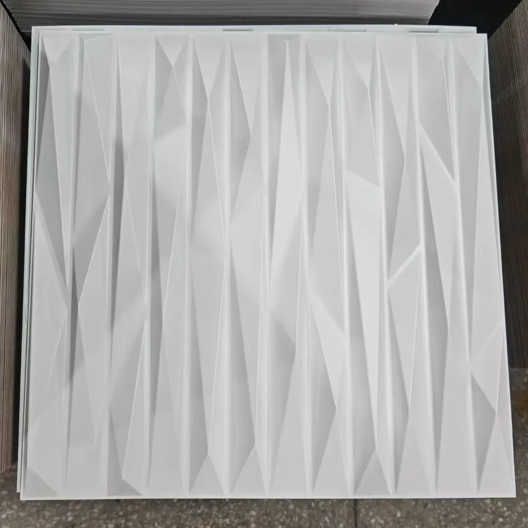 Zejing Easy Clean Stereo Safe Environment 3D Panel 30x30 50x50 for Hotels and Bedroom 3d Pvc Wall Panel  D125白色.jpg