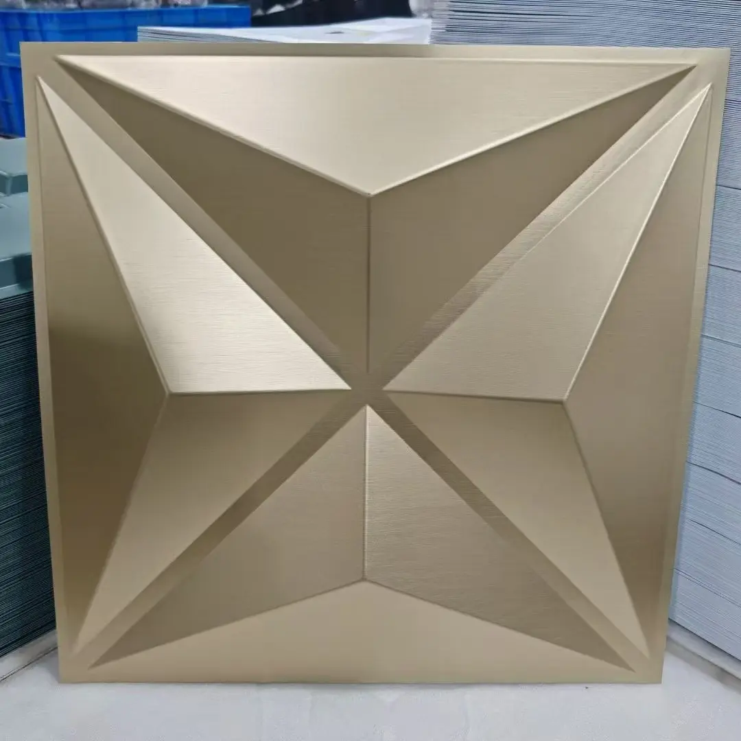 Zejing Home Interior Decoration 50*50 cm Gold Waterproof 3d Pvc Wall Panels Ceiling With Mirror Wholesale D003香槟金色.jpg