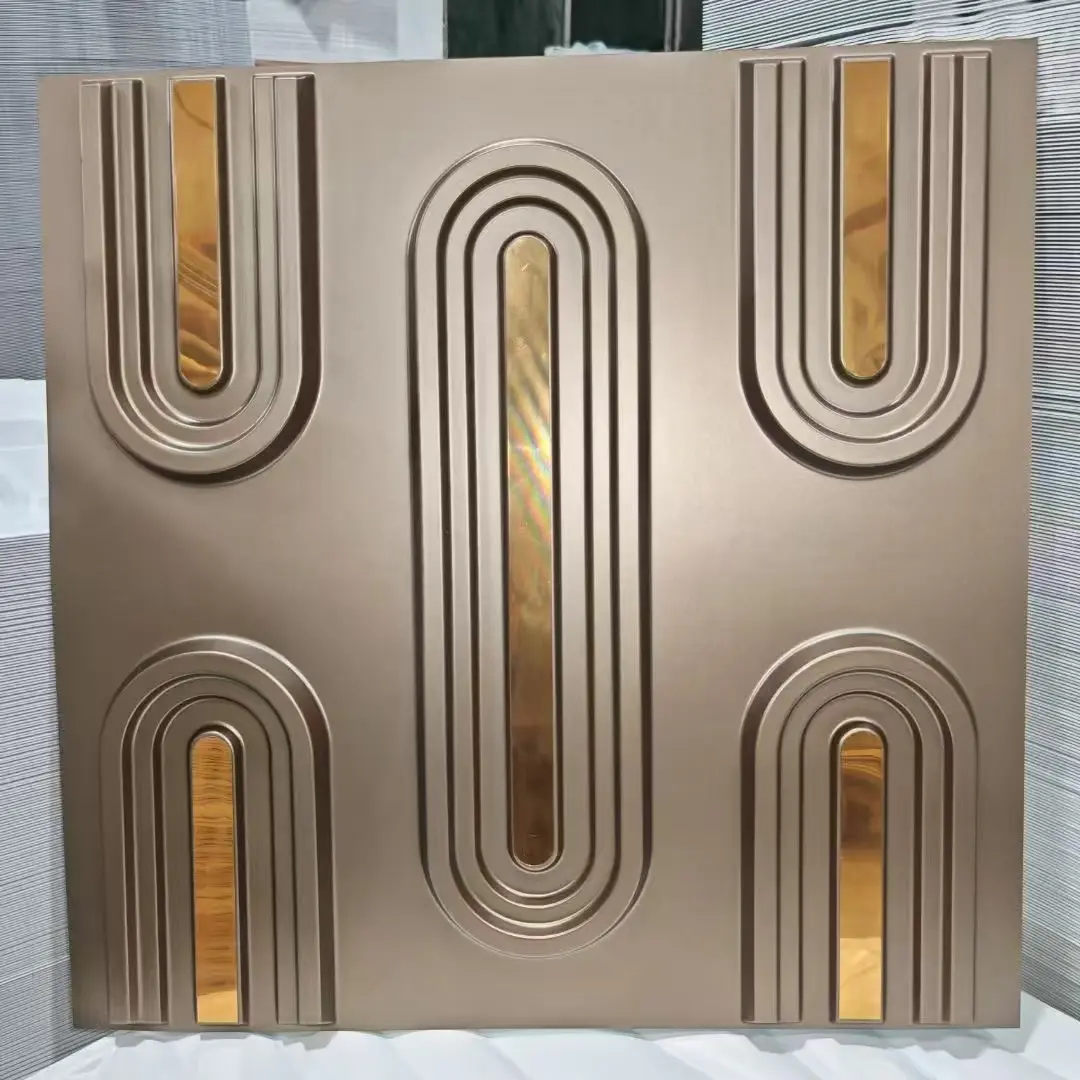 Zejing 50cm*50cm PVC 3D Wall Panel Geometric Cladding Easy Installation Waterproof and Fireproof 3D Wall Board for Interior Wall Decor Ceiling Decoration  D228香槟金色镜面金.jpg