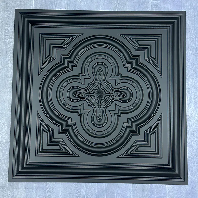 Zejing Black PVC 3D Embossed Waterproof Wall Panels Ceiling for Modern Interior Decoration Easy Installation For Hotels Malls Living Rooms Wholesale Price  D232黑色.jpg
